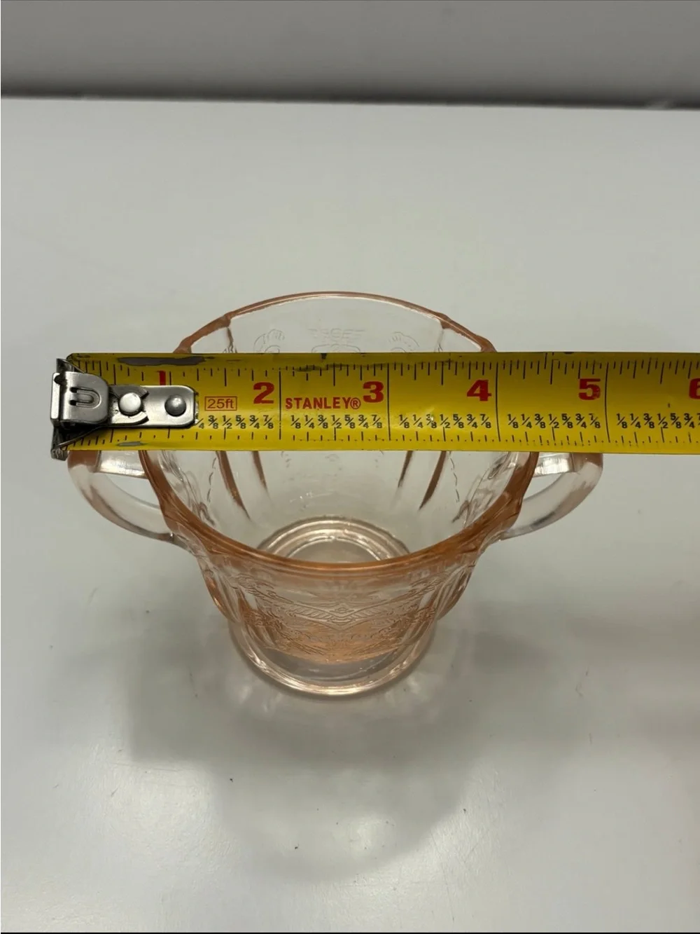 Pink depression glass Madrid pattern sugar cup